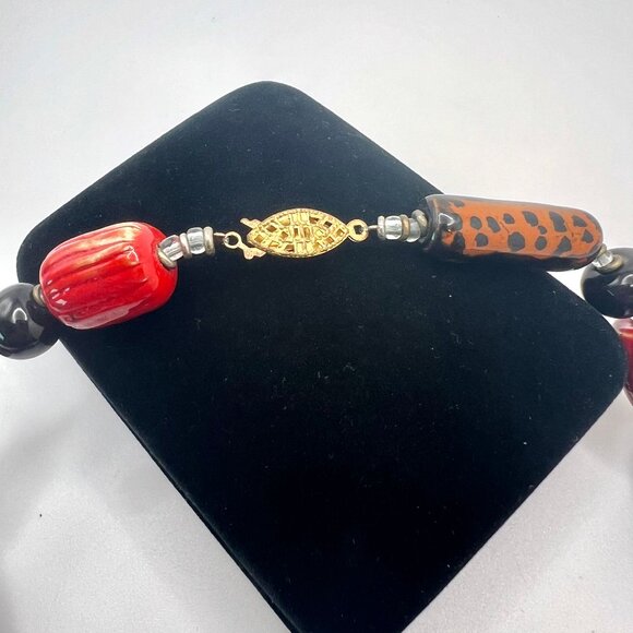 Glazed Trading Beads Vintage Necklace - Picture 5 of 7